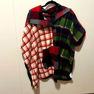 NWOT Urban Outfitters Plaid Poncho One Size